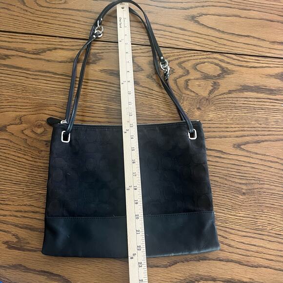 Coach Signature Park Hobo Satchel, Black Leather + Canvas - Picture 4 of 5